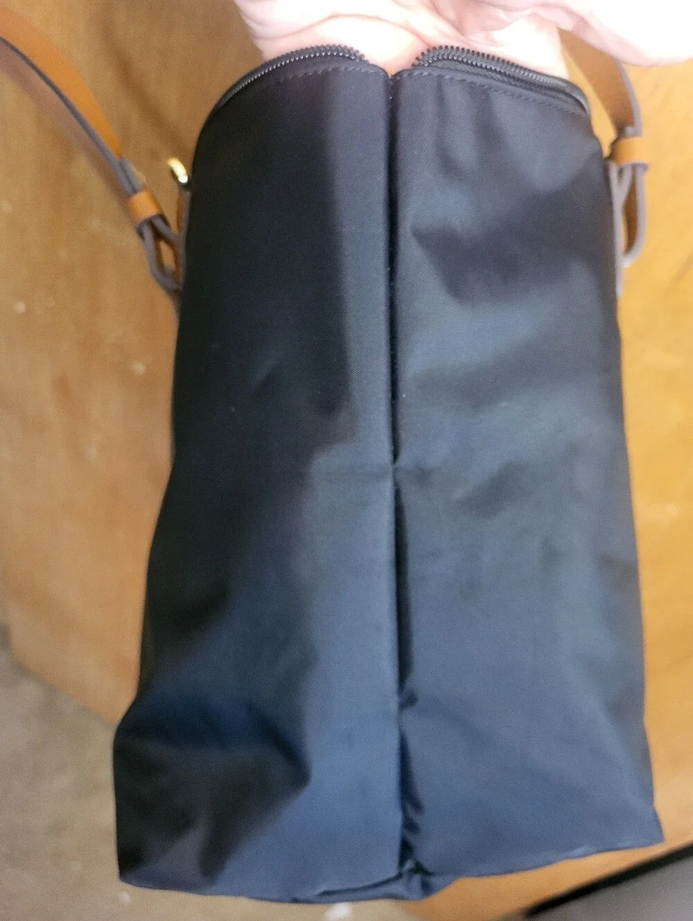 Bric's Milano Black Luxury X-collection Commuter Tote with Tan Leather Handles.